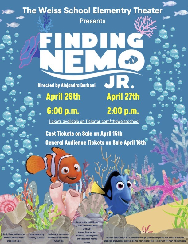 Get Information and buy tickets to Finding Nemo Jr. Brought to you by the Elementary Theater on The Weiss School