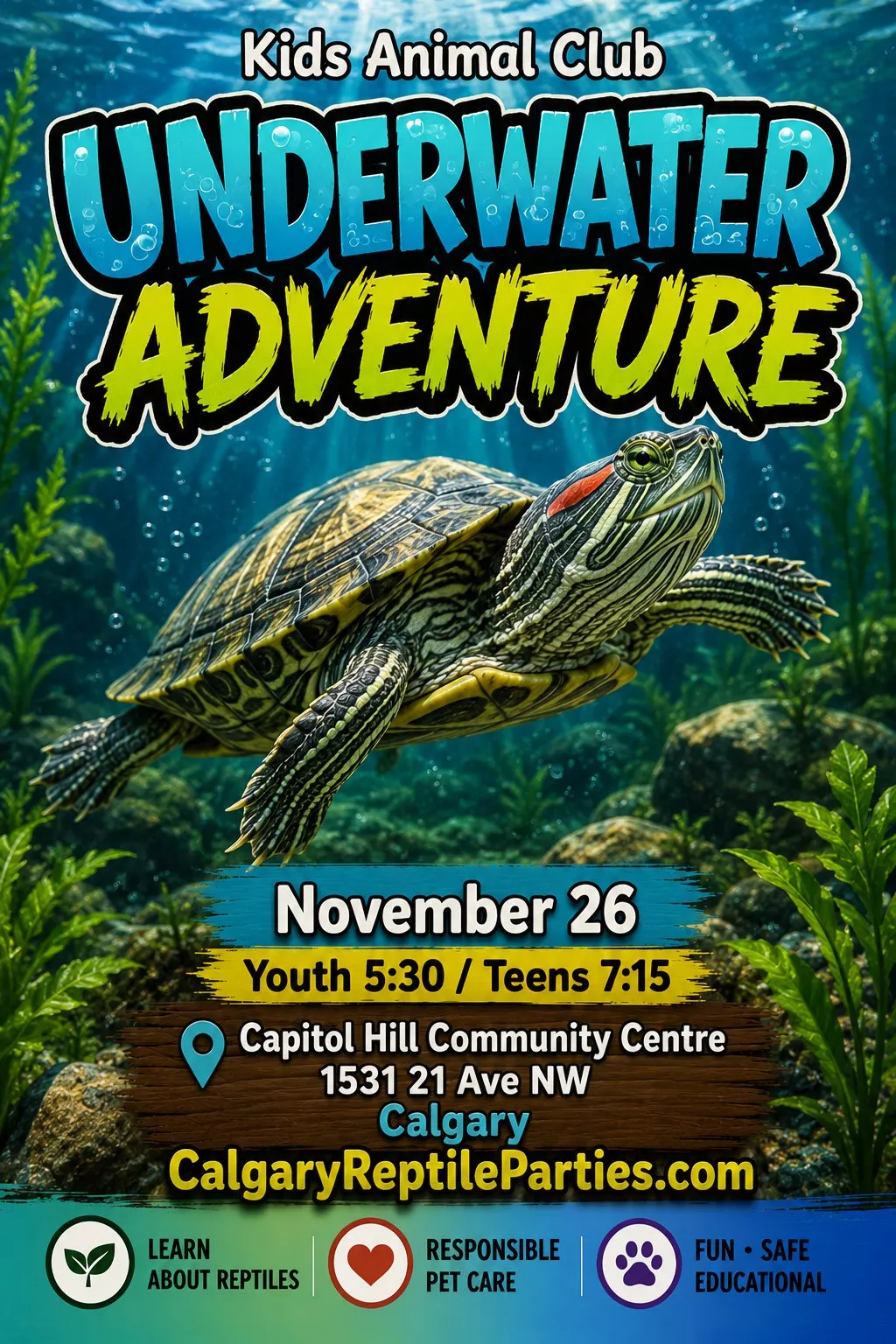 Get information & buy tickets toKids Club Capitol Hill: Underwater Adventure  on Nov 26, 17:30 @Capitol Hill | YYC Nature & Education Centre