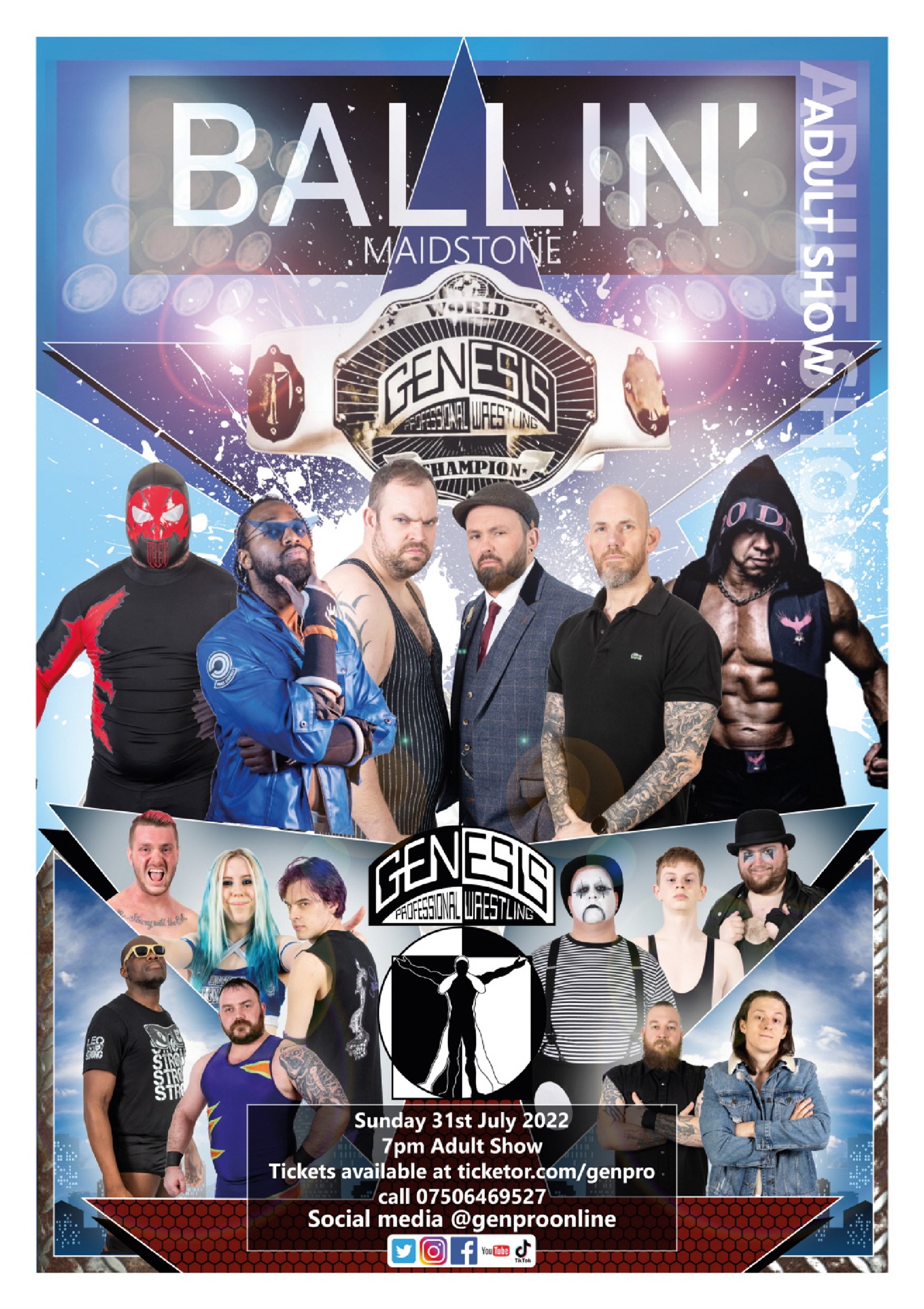 Genesis Professional Wrestling Summer at Ballin' Maidstone, Adult Show on Jul 31, 19:00@Ballin' - Pick a seat, Buy tickets and Get information on Genesis Professional Wrestling 