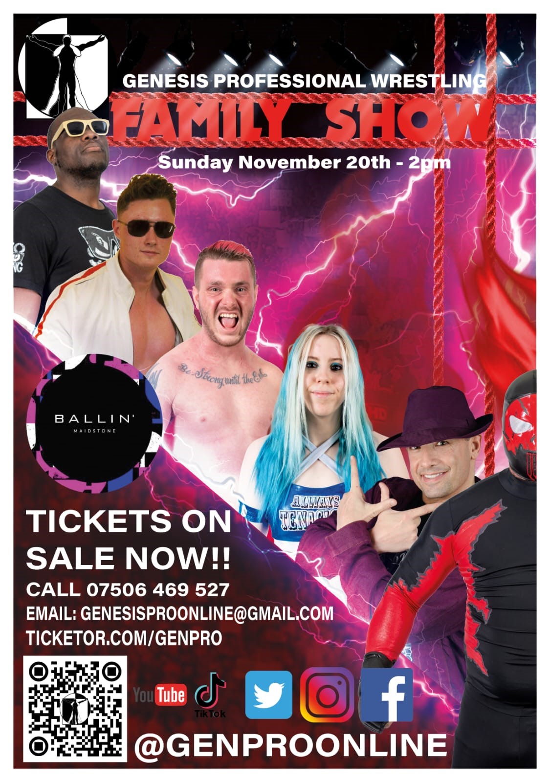 Genesis Professional Wrestling Ballin' Maidstone, family Show 2PM on Nov 20, 14:00@Ballin' - Pick a seat, Buy tickets and Get information on Genesis Professional Wrestling 