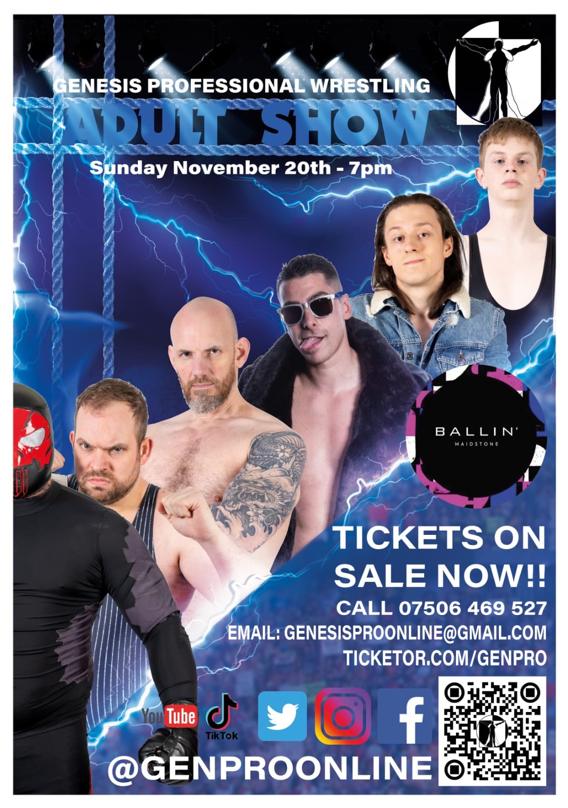 Genesis Professional Wrestling Ballin' Maidstone, Adult Show 7pm on Nov 20, 19:00@Ballin' - Pick a seat, Buy tickets and Get information on Genesis Professional Wrestling 