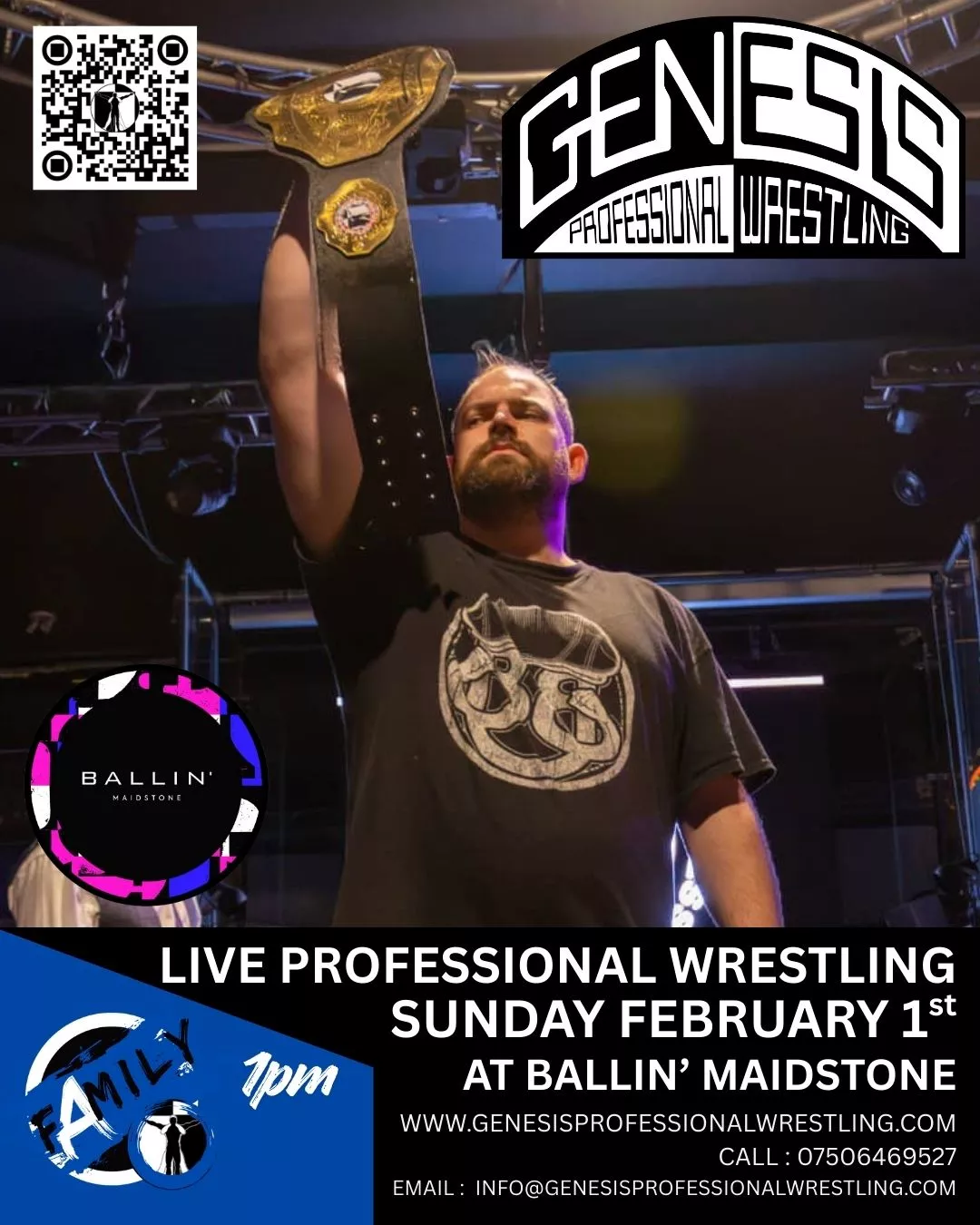احصل على المعلومات واختر مقعدًا واشتر تذاكرًا لـ Genesis Professional Wrestling, Family Show at Ballin' Ballin' Maidstone, family Show 1PM on Feb 01, 13:00 @Ballin'
