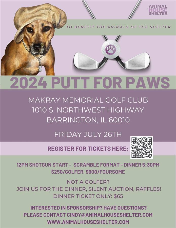 Get Information and buy tickets to Putt for Paws Charity Golf Tournament Animal House Shelter, Inc on America From Home