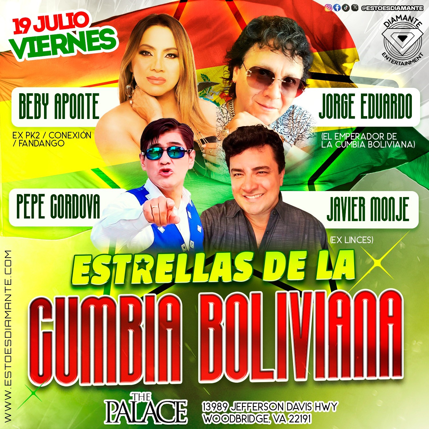 Estrellas De La Cumbia Boliviana  on Jul 19, 21:00@THE PALACE - Pick a seat, Buy tickets and Get information on Diamante Entertainment 