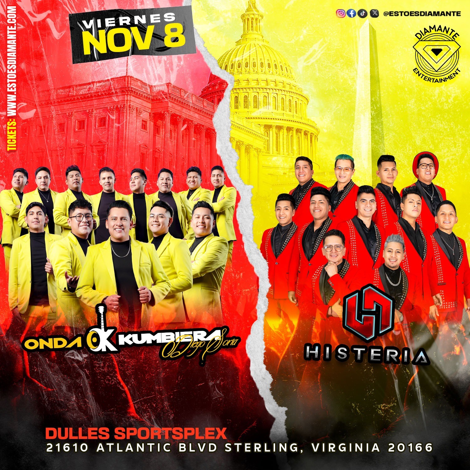 Obtenga información, elija un asiento y compre entradas paraONDA KUMBIERA & HISTERIA EN CONCIERTO  on nov. 08, 20:00 @DULLES SPORTSPLEX