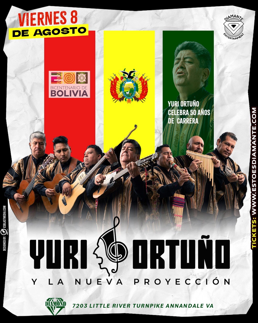 Get information, pick a seat & buy tickets to YURI ORTUÑO & LA NUEVA PROYECCION VIRGINIA on Aug 08, 20:00 @DIAMOND LOUNGE | Diamante Entertainment