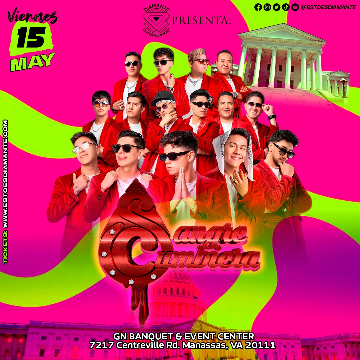 Get information, pick a seat & buy tickets toSANGRE CUMBIERA EN CONCIERTO  on May 15, 20:00 @GN BANQUET & EVENT CENTER | Diamante Entertainment