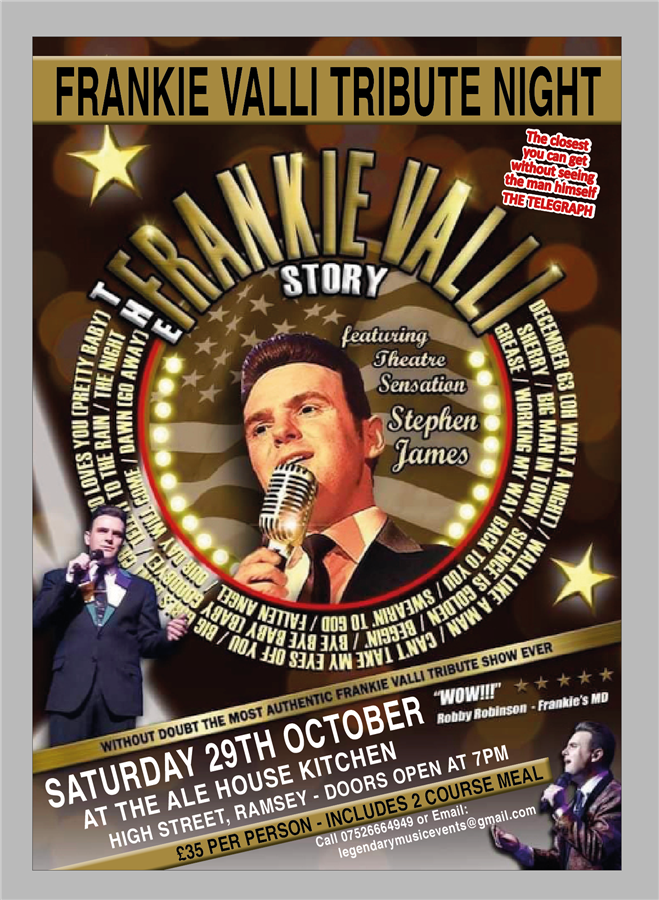 Frankie Valli Tribute inc 2 Course Meal