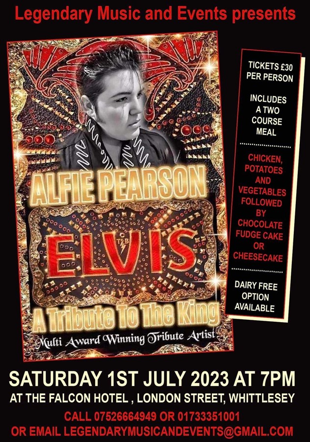 Get Information and buy tickets to Elvis with 2 course meal  on whittlesey music nights