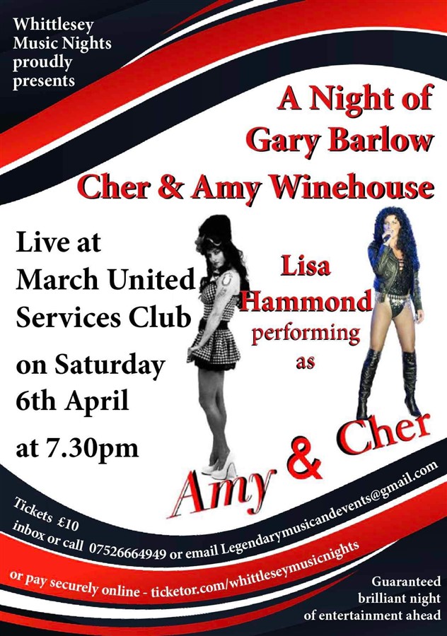 Get Information and buy tickets to Gary/Amy/Cher Night  on whittlesey music nights