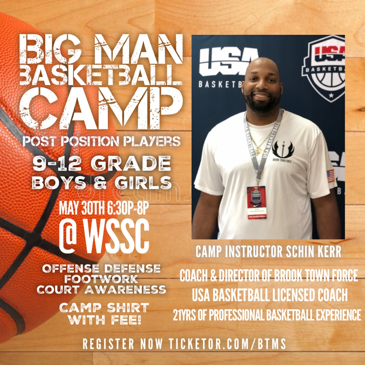 Big Man Basketball Camp Post Position Players on May 30, 18:30@West Suburban Sports Complex - Buy tickets and Get information on BTMS LLC 