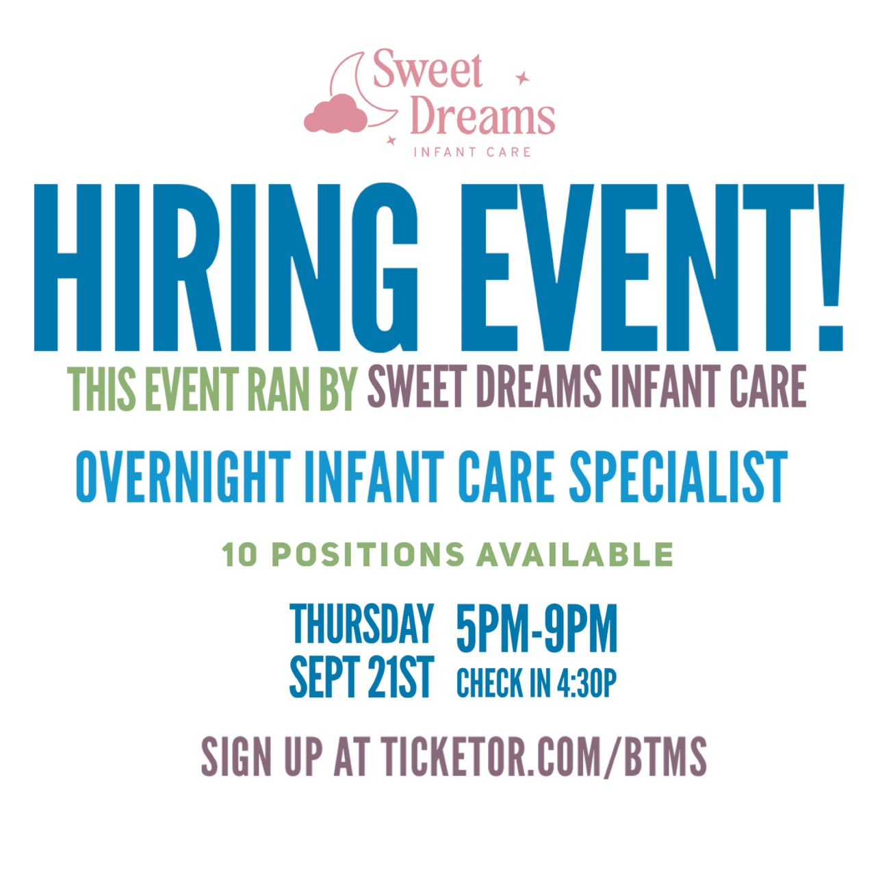 Hiring Event by Sweet Dreams Infant Care Inc image