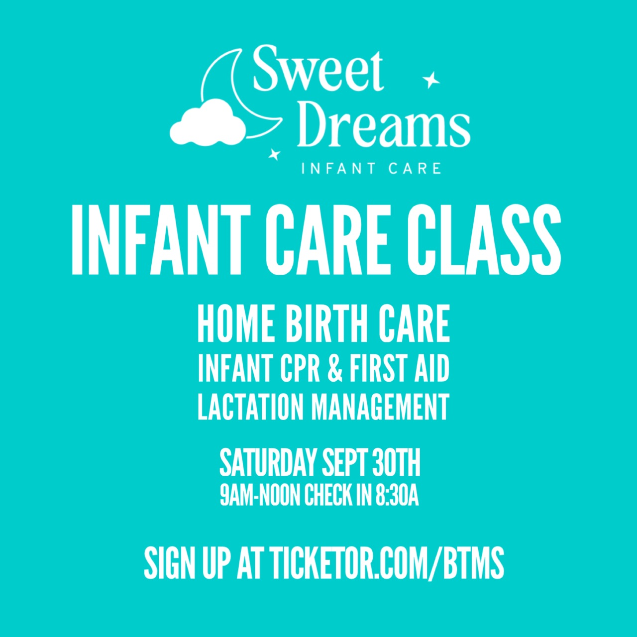 Infant Care Class presented by Sweet Dreams Infant Care www.sweetdreamsinfantcare.com on Sep 30, 09:00@Hilton Oak Brook Hills Resort - Buy tickets and Get information on BTMS LLC 