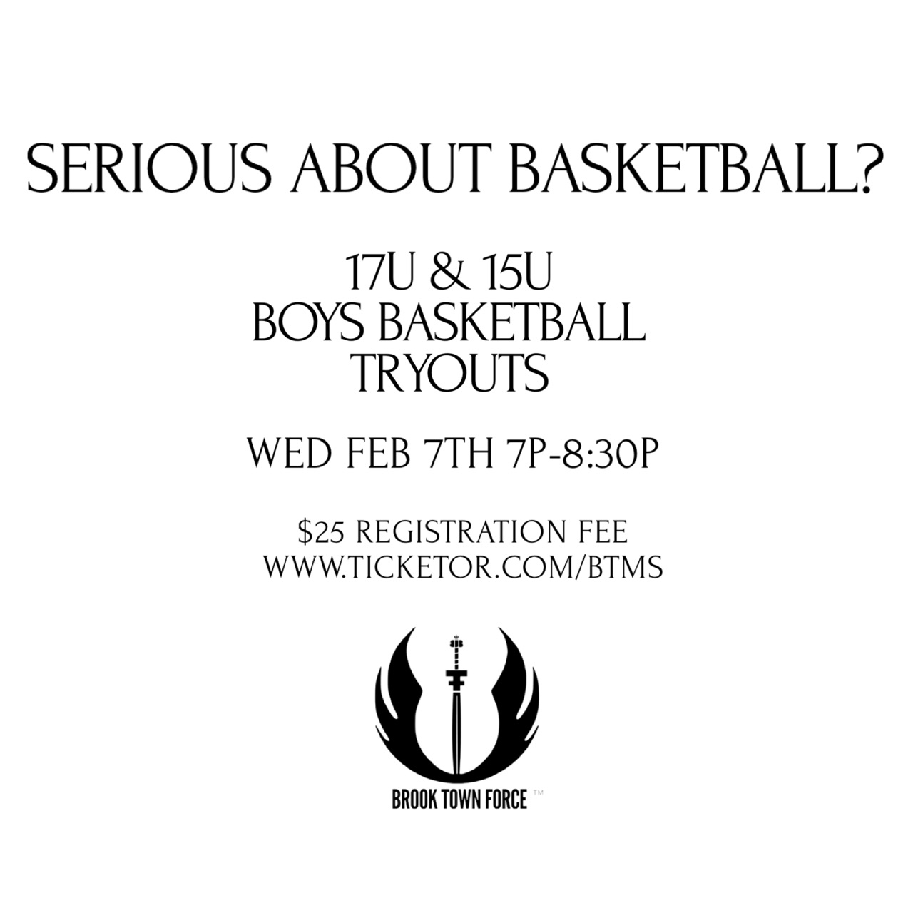 17U & 15U Brook Town Force Boys Travel Basketball Tryouts image