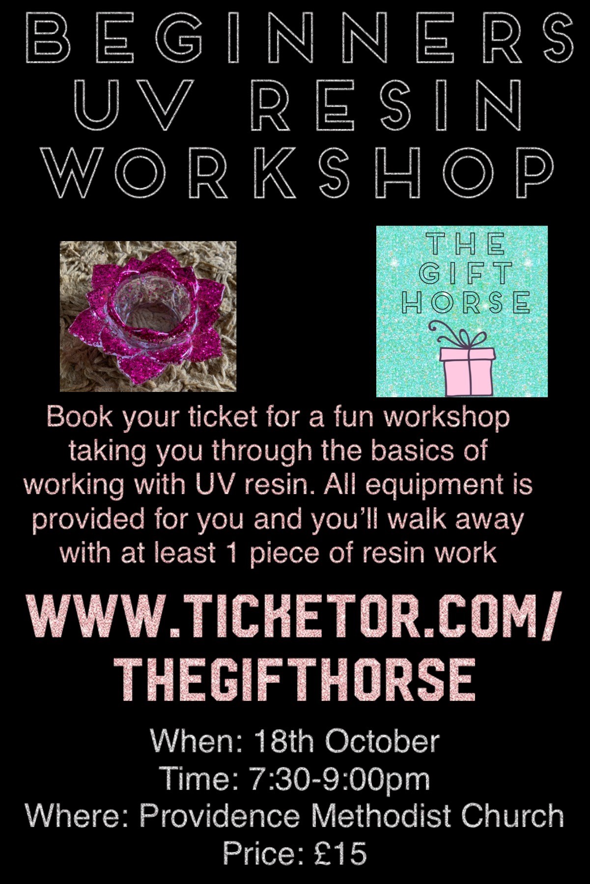 Beginners Resin Workshop  on oct. 17, 19:30@Providence Methodist Church - Buy tickets and Get information on The Gift Horse 
