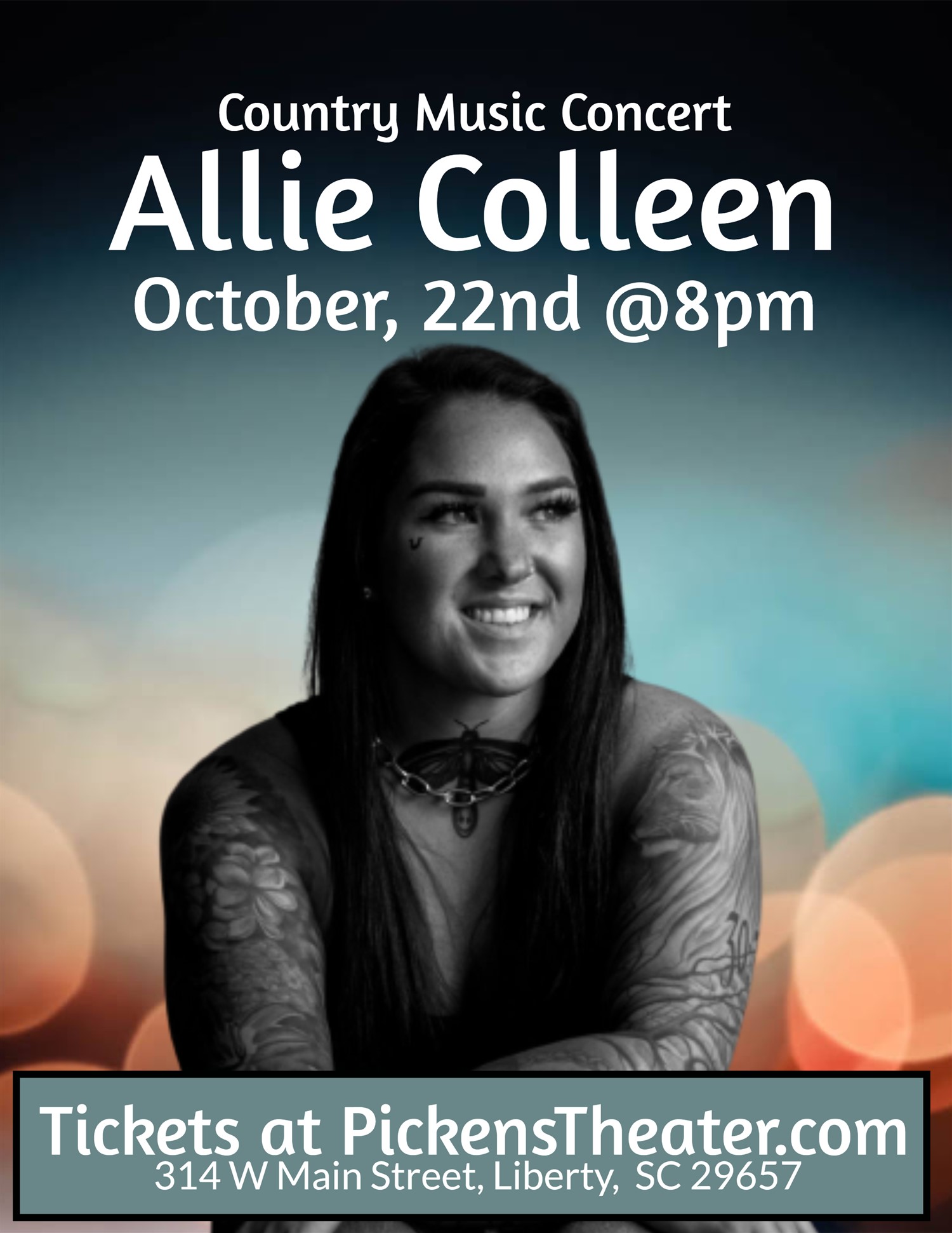 Allie Colleen LIVE! Country Music Concert on Oct 22, 20:00@Pickens County Performing Arts Center - Buy tickets and Get information on Pickens County Performing Arts Center pickenscountyperformingartscenter.org