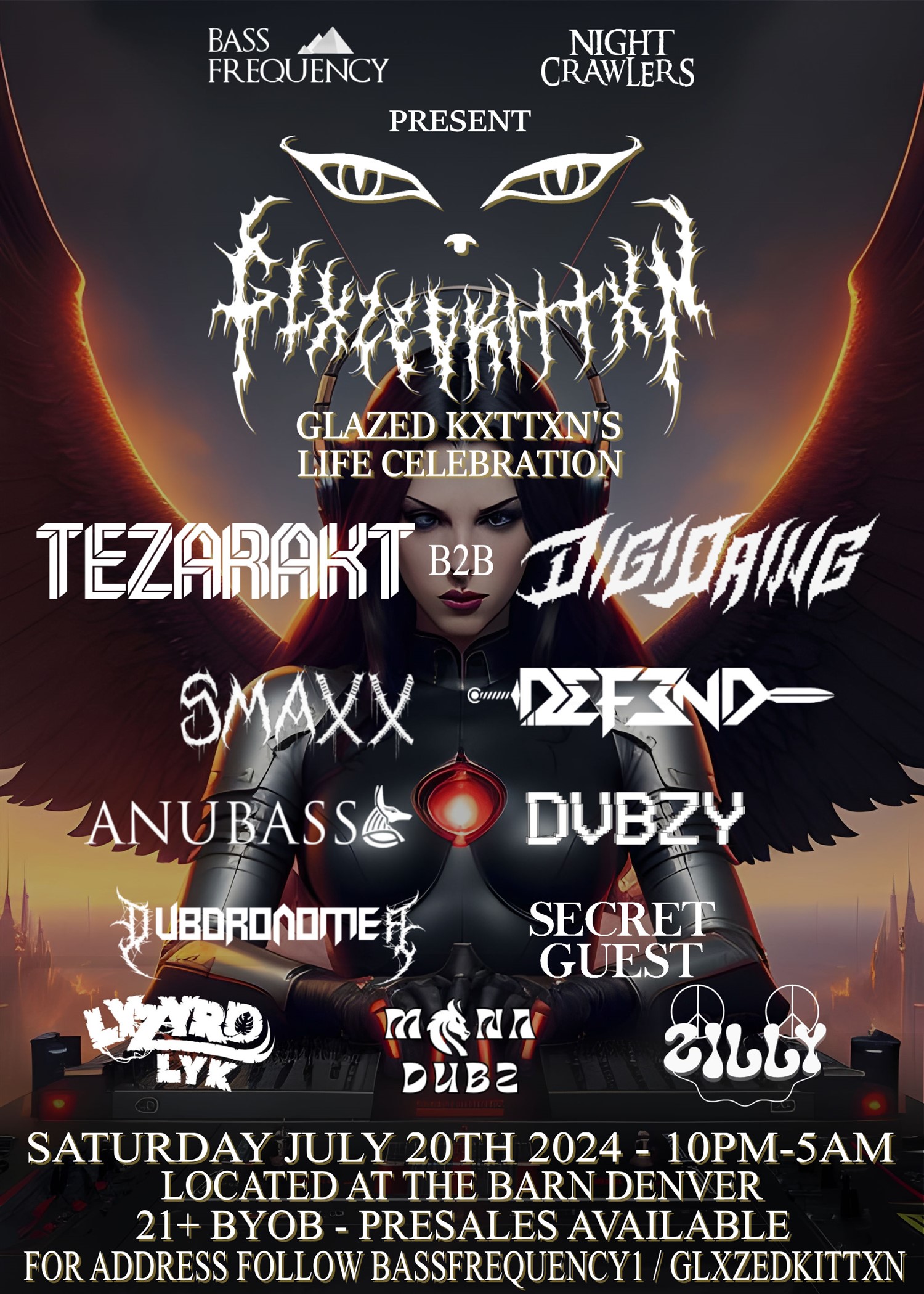 Bass Frequency and Night Crawlers Present Glxzed Kittxn's Life Celebration Afters Event image