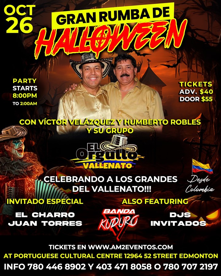 Get Information and buy tickets to GRAN RUMBA DE HALLOWEEN CON ORGULLO VALLENATO on A&M2 Events