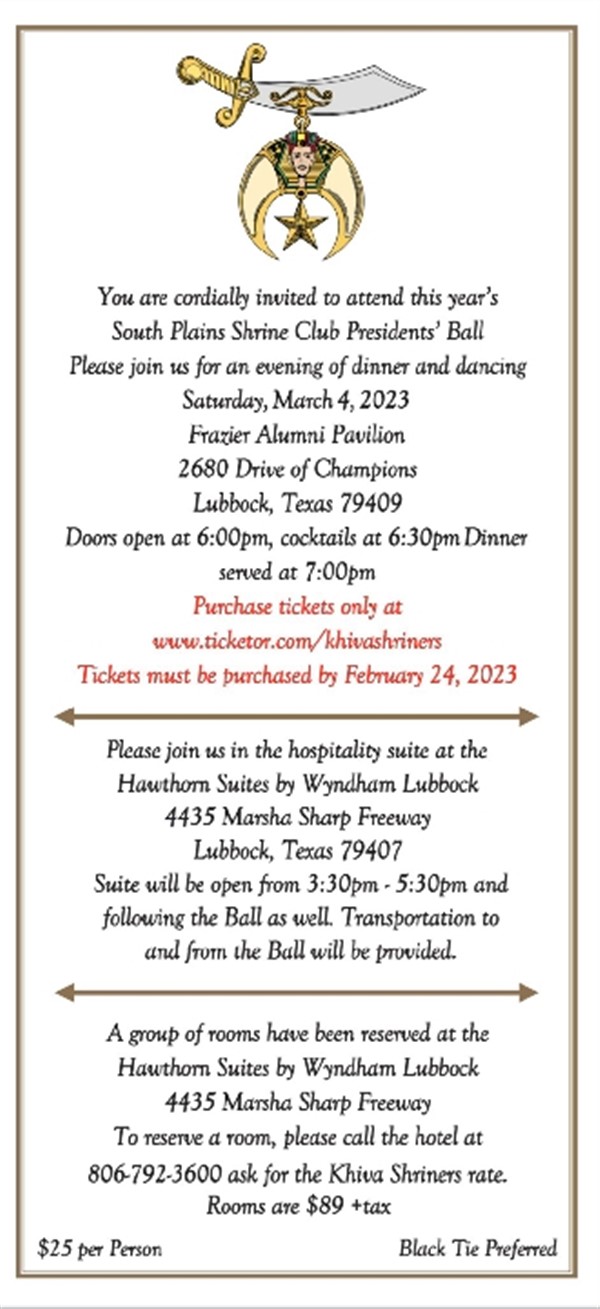 South Plains Shrine Club Presidents Ball image