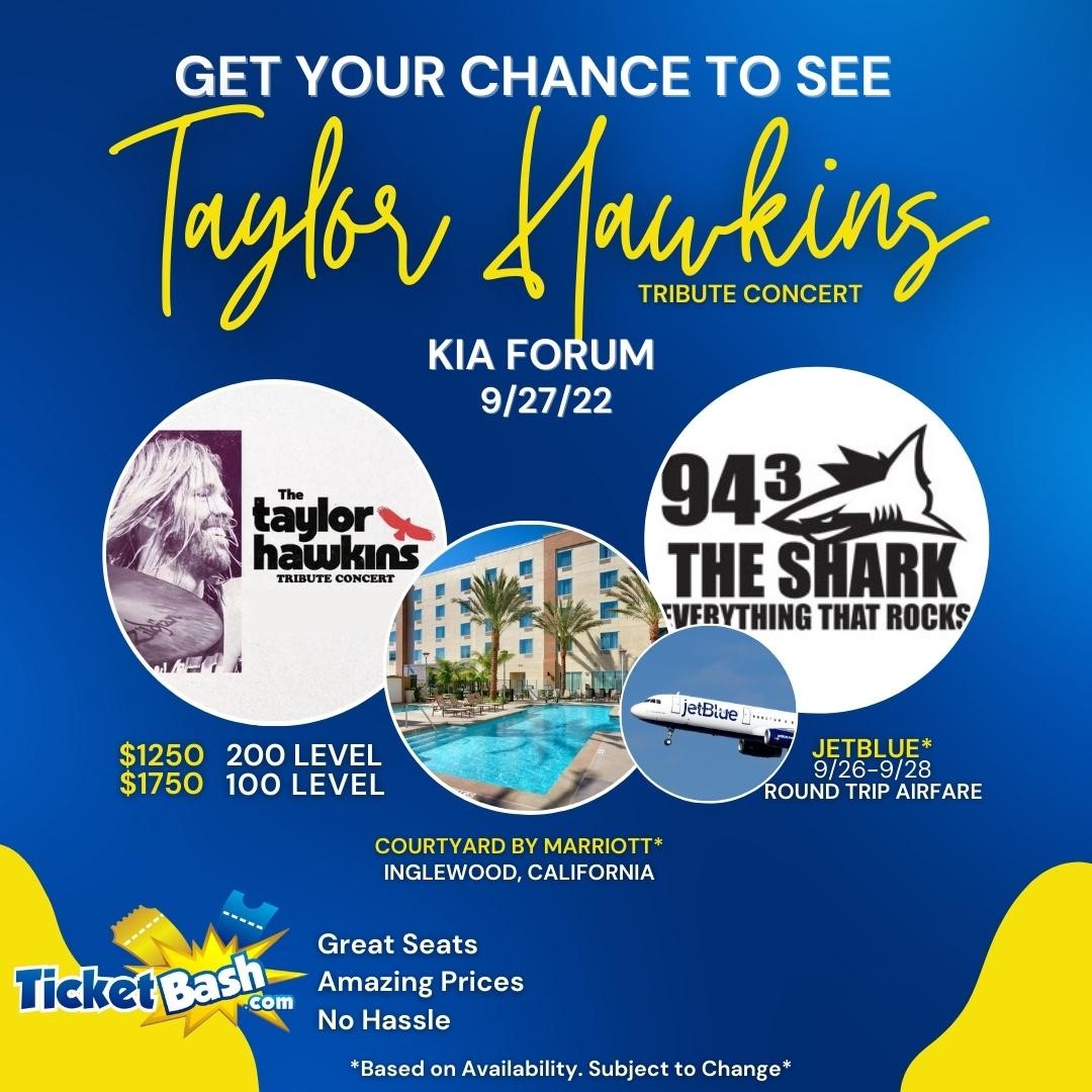 Taylor Hawkins Tribute Concert  on sep. 27, 11:00@Kia Forum - Buy tickets and Get information on Ticketbash Tailgate Parties events.ticketbash.com