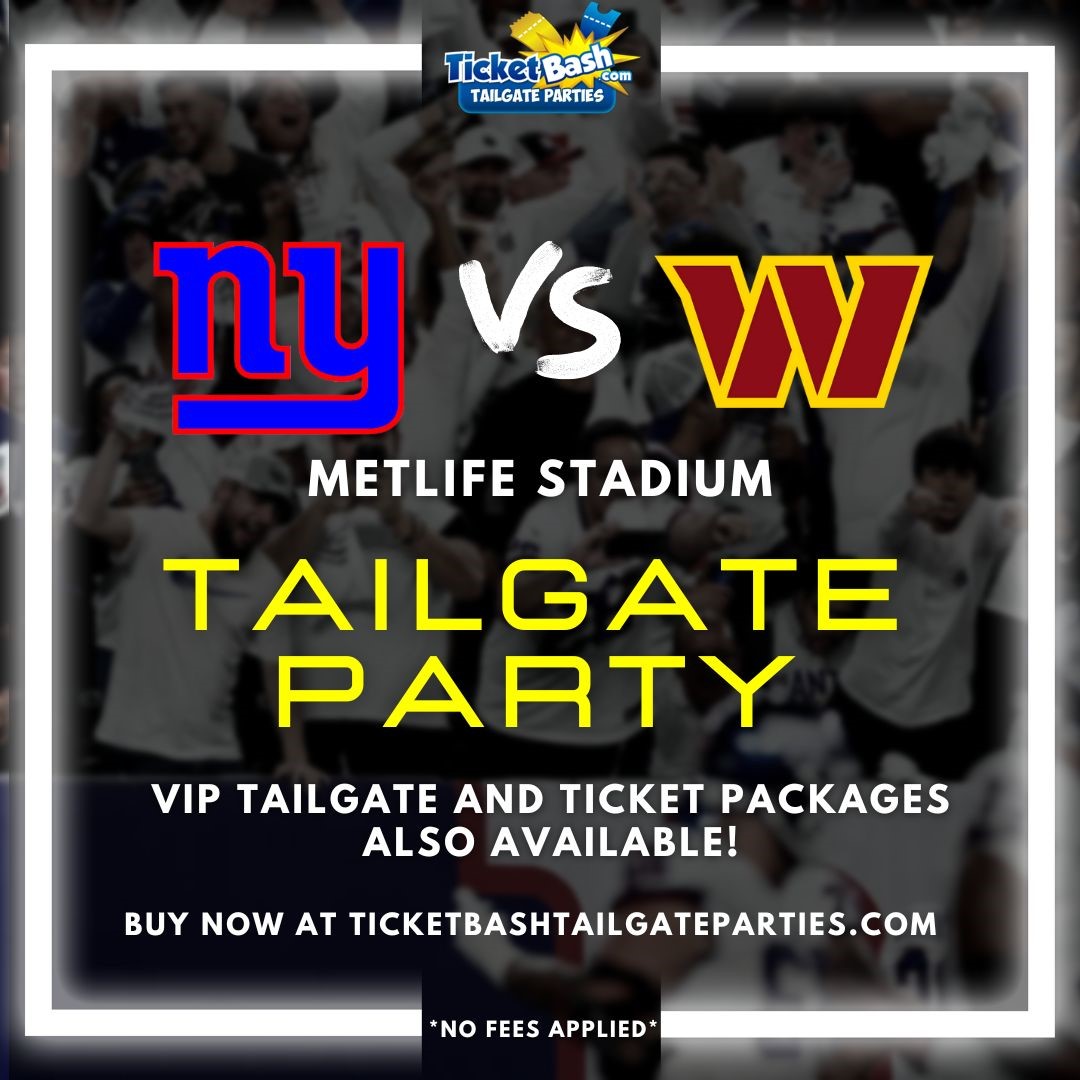Giants vs Commanders Tailgate Bus and Party  on Oct 22, 13:00@MetLife Stadium - Buy tickets and Get information on Ticketbash Tailgate Parties ticketbashtailgateparties.com