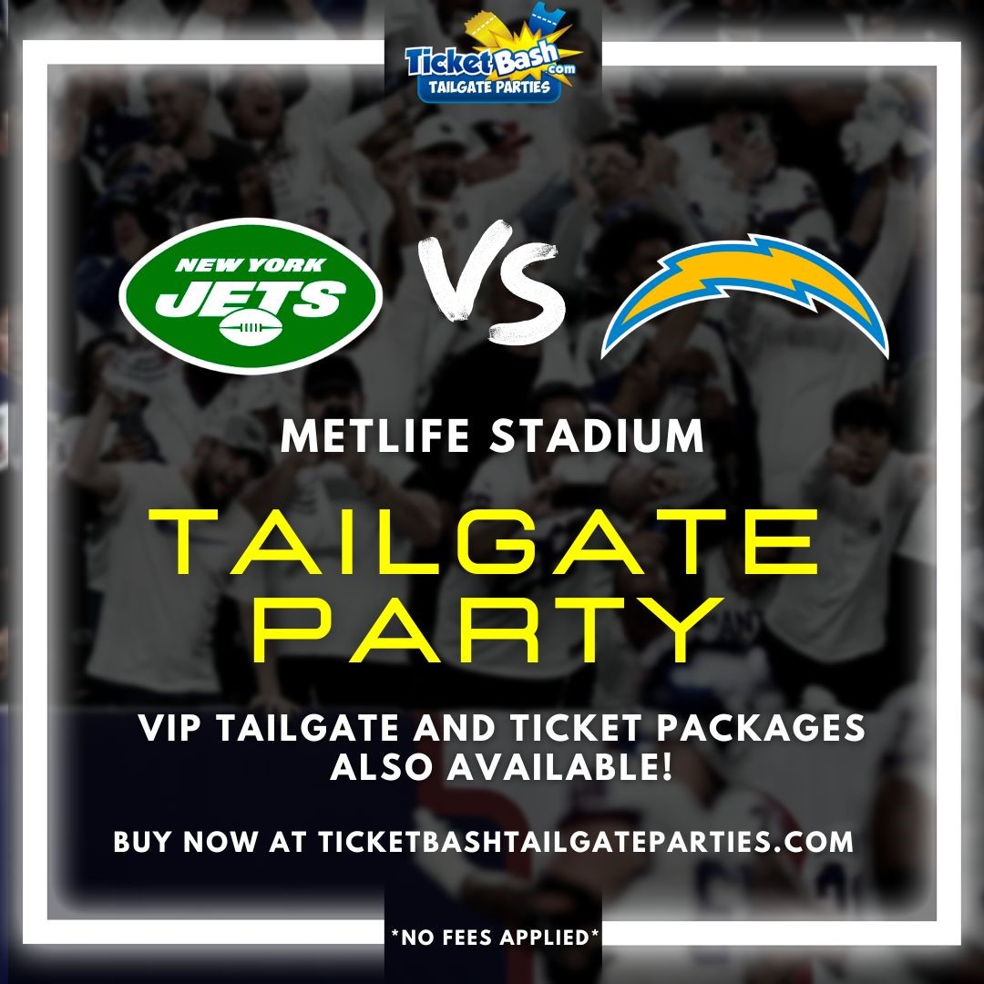 Jets vs Chargers Tailgate Bus and Party  on Nov 06, 20:15@MetLife Stadium - Buy tickets and Get information on Ticketbash Tailgate Parties ticketbashtailgateparties.com
