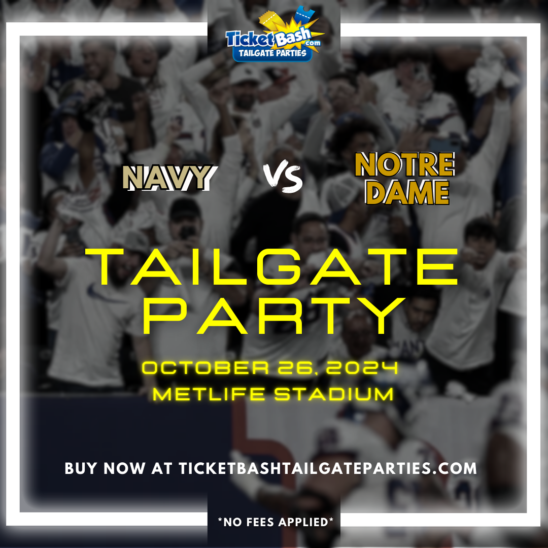 Navy vs Notre Dame Tailgate Bus and Party  on Oct 26, 13:00@MetLife Stadium - Buy tickets and Get information on Ticketbash Tailgate Parties ticketbashtailgateparties.com
