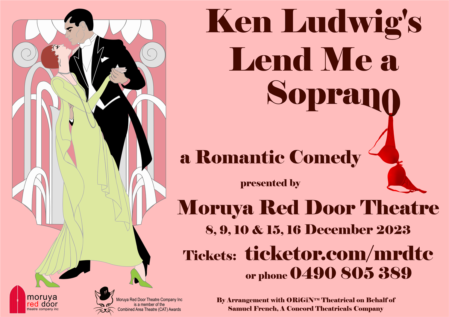 Ken Ludwig's  Lend Me a Soprano One Matinee Only: 10 December 2023 on Dec 10, 14:00@Moruya RSL - Pick a seat, Buy tickets and Get information on Moruya Red Door Theatre 