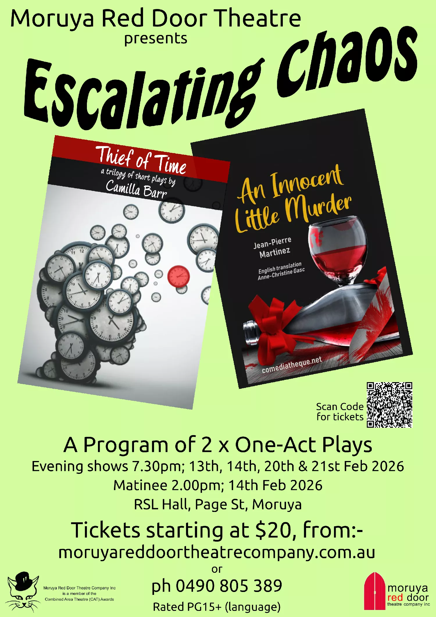 Get information, pick a seat & buy tickets toEscalating Chaos  on Feb 23, 00:00 @Moruya RSL | Moruya Red Door Theatre