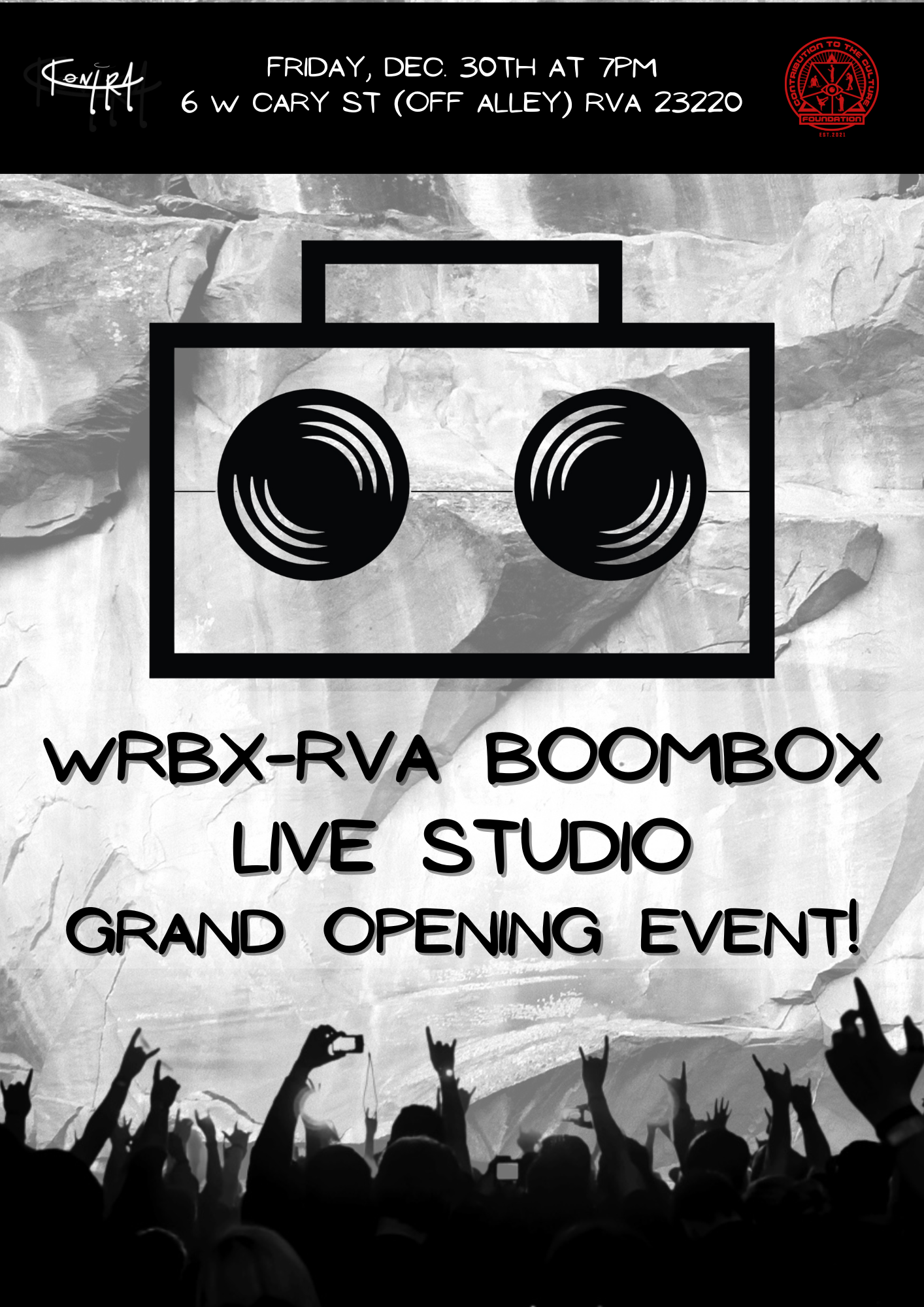 WRBX-RVA Boombox Live Broadcast Studio Grand Opening on dic. 31, 20:00@WRBX-RVA Boombox Live Broadcast Studio - Compra entradas y obtén información enWRBX-RVA Boombox 