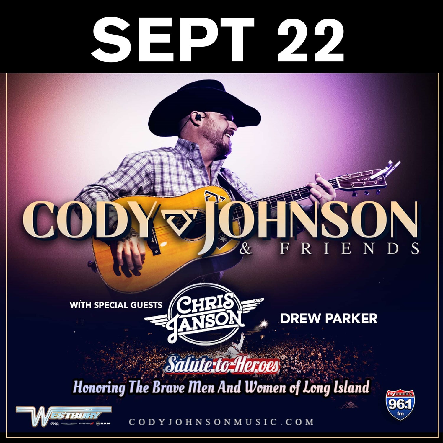 Cody Johnson  on Sep 22, 19:00@Catholic Health Amphitheater at Bald Hill - Pick a seat, Buy tickets and Get information on Ticketbash Events ticketbashevents.com