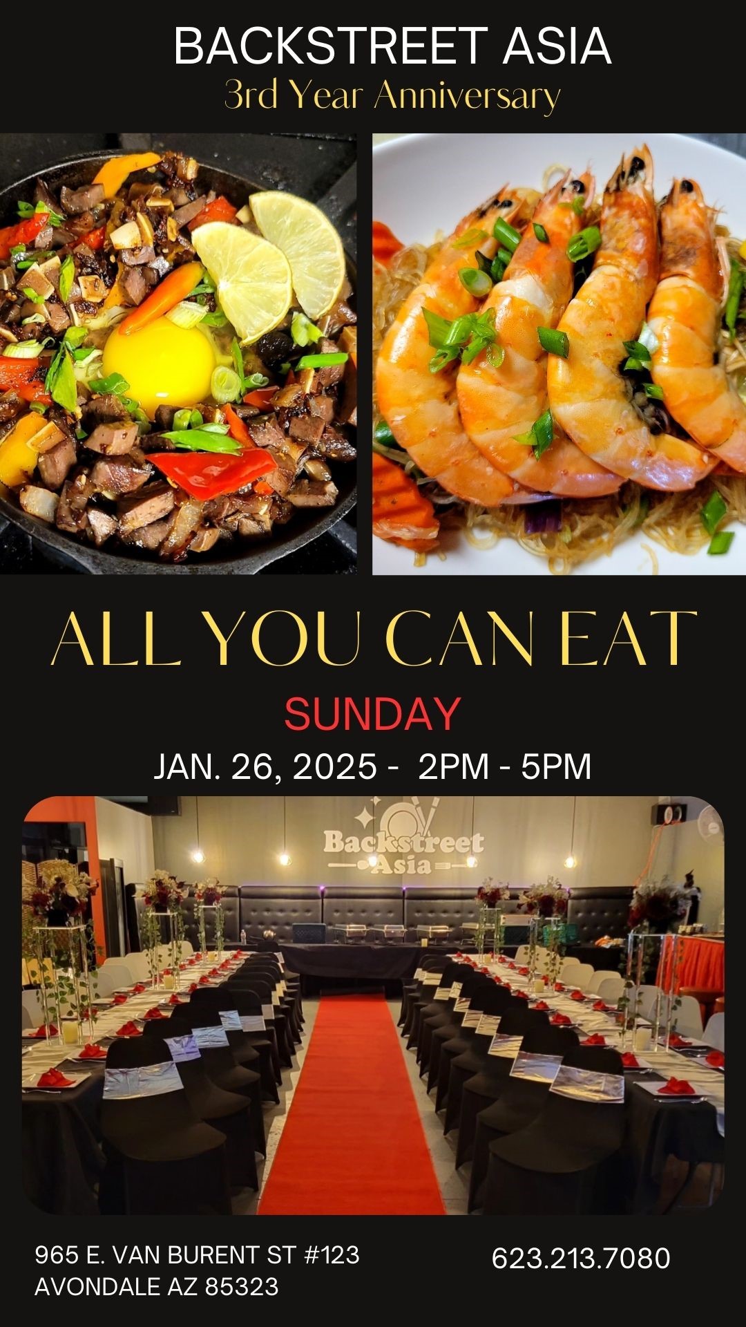 Get information & buy tickets to 3rd Year Anniversary Buffet  on Jan 26, 14:00 @Backstreet Asia | https   www backstreetasiaaz c