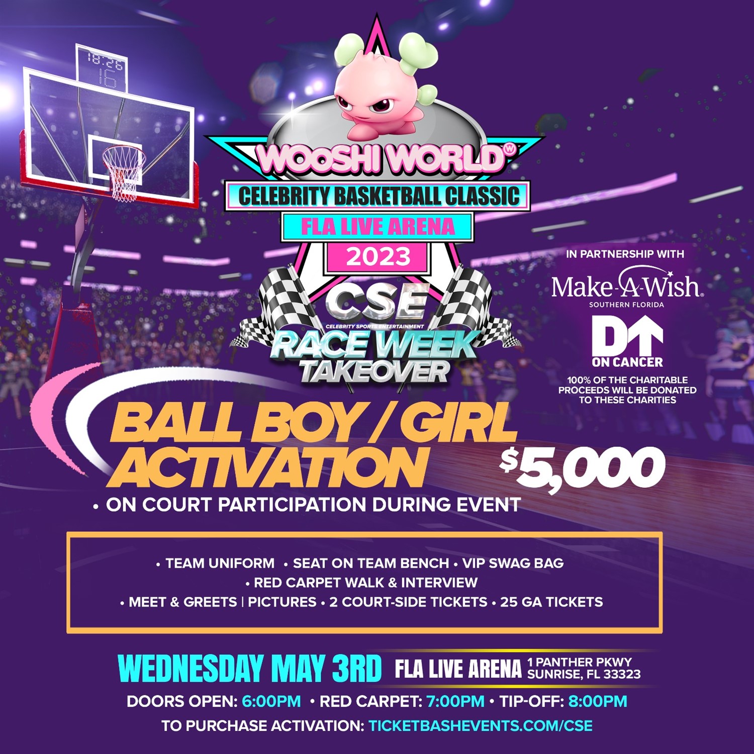 CHELZZZ™ on Instagram: It's Going Down on Wednesday, May 3rd The 1st  Annual @Wooshi.World Celebrity Basketball Classic @FLALIVEARENA ! Watch  Some of The Biggest Star Studded Athletes, Celebrities & Influencers face  off