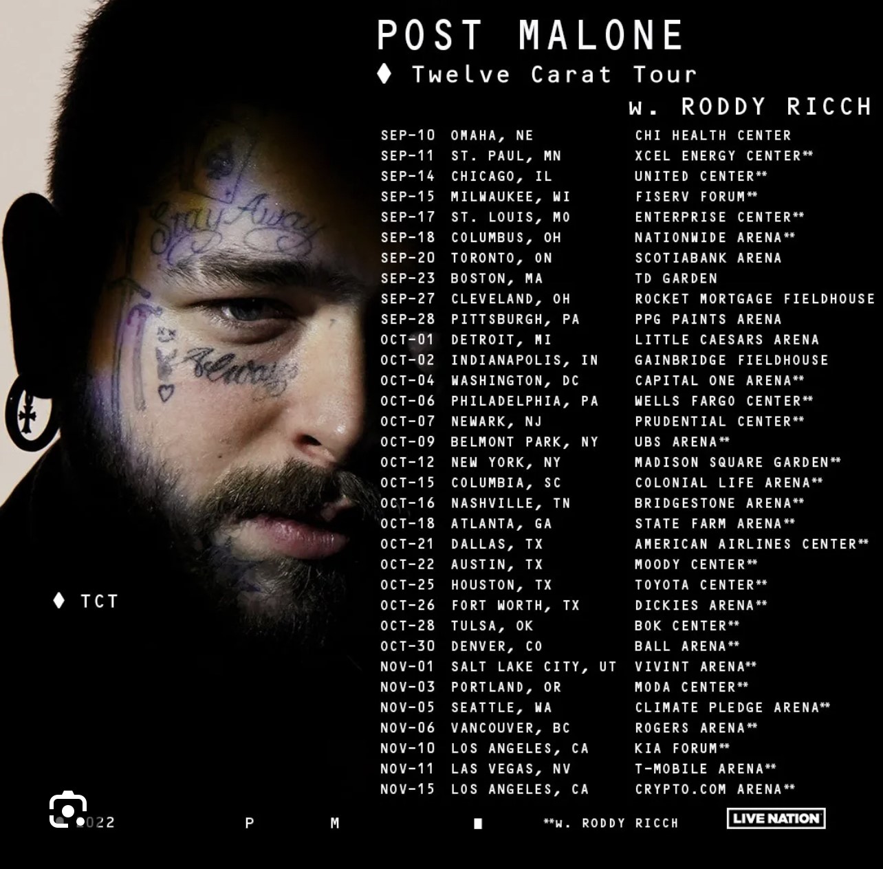 POST MALONE: TWELVE CARAT NATIONWIDE TOUR on Nov 18, 20:00@VARIOUS LOCATONS - Buy tickets and Get information on MY TICKETS™ tickets.bhglabel.com