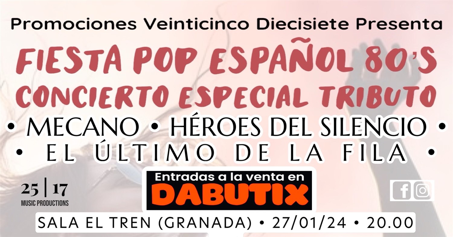 GRANADA: IV EDICIÓN Fiesta Concierto homenaje al Pop y Rock Español años 80/90. MECANO, HÉROES DEL SILENCIO Y EL ÚLTIMO DE LA FILA. SALA EL TREN image