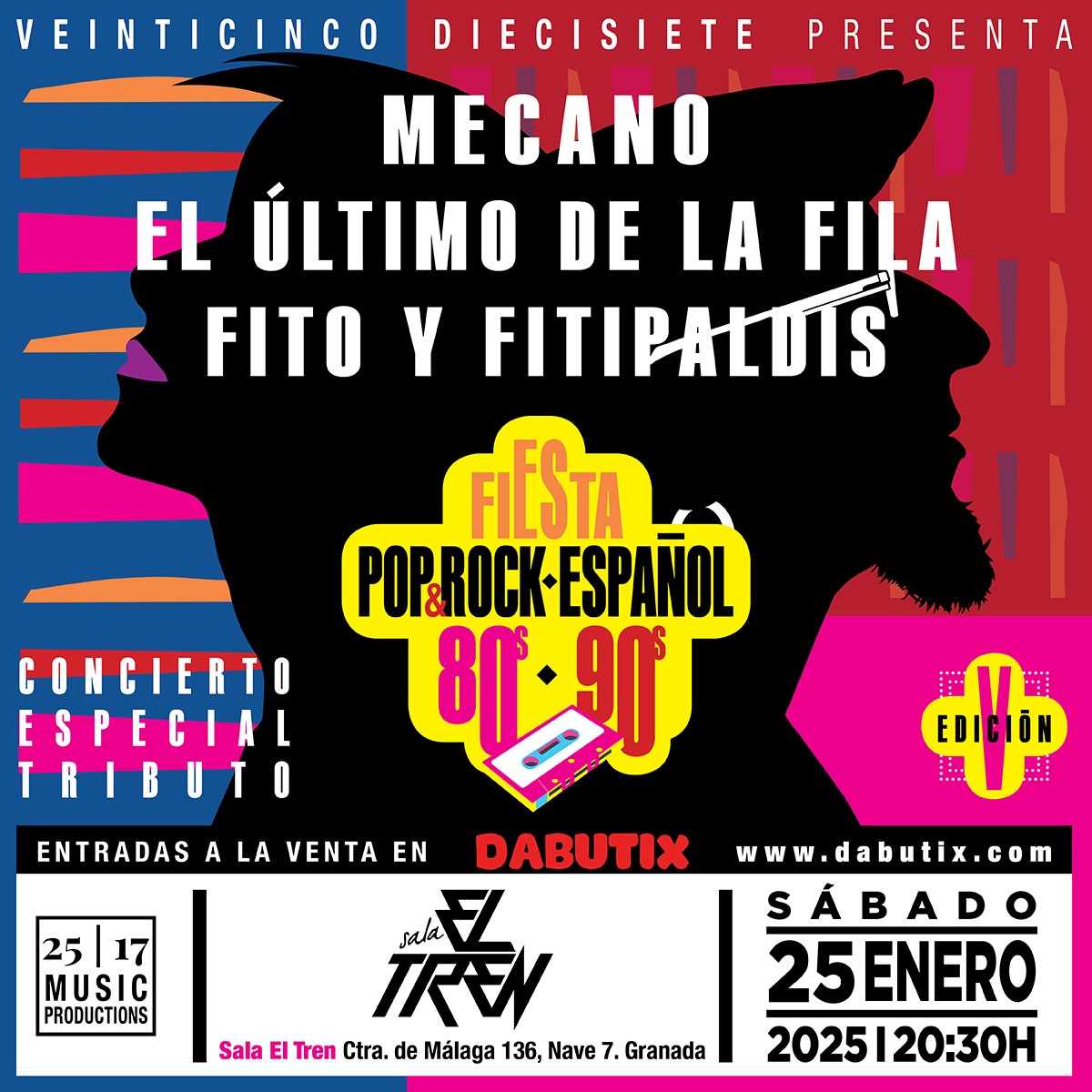 Get information & buy tickets to V EDICIÓN FIESTA POP EN GRANADA. CONCIERTOS ESPECIAL HOMENAJE A MECANO, FITO Y EL ÚLTIMO DE LA FILA. SALA EL TREN.  on Jan 25, 20:00 @Sala El Tren