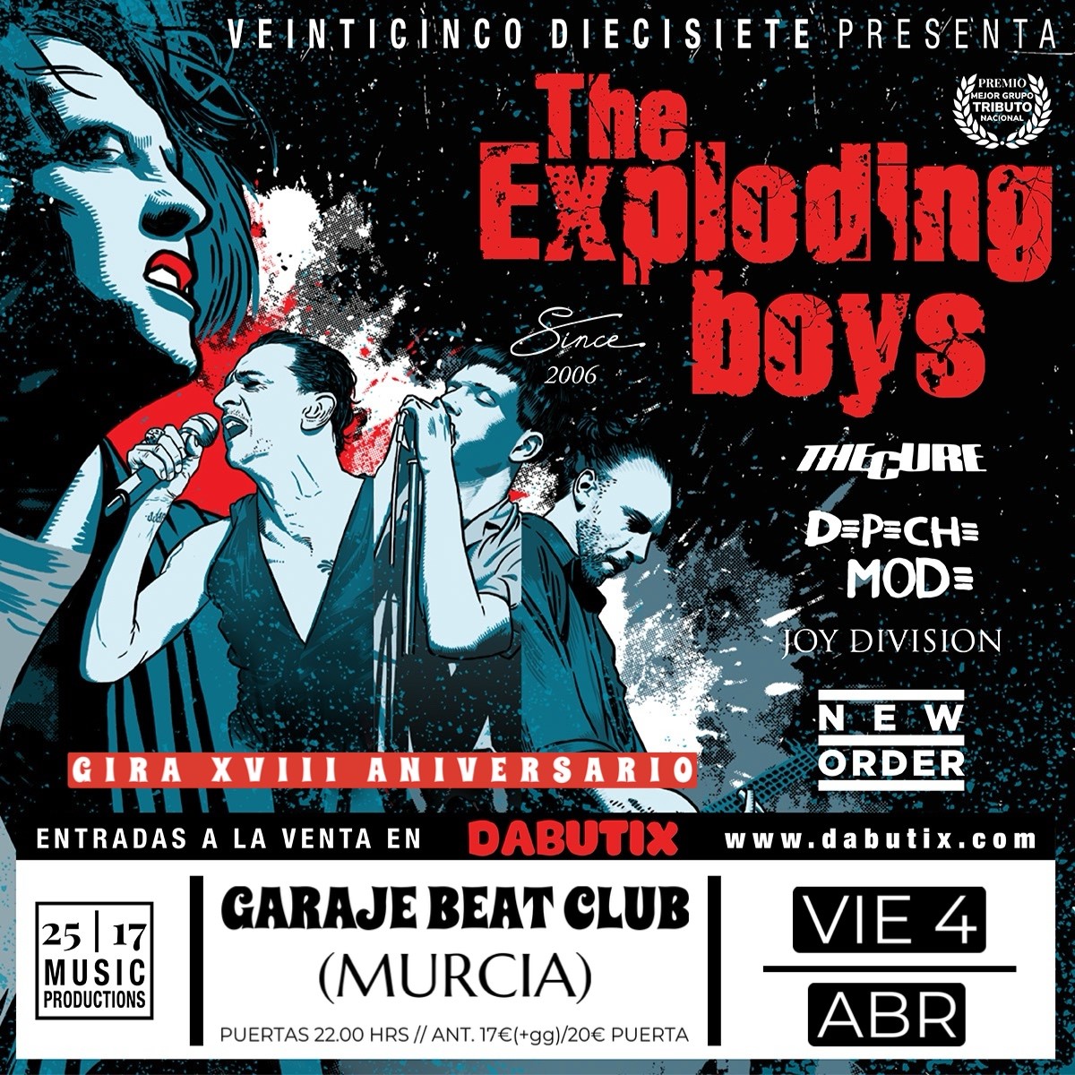 Get information & buy tickets to MURCIA: THE CURE, DEPECHE MODE, NEW ORDER & JOY DIVISION by THE EXPLODING BOYS EN GARAJE BEAT CLUB  on Apr 04, 22:00 @Garaje Beat Club Murcia