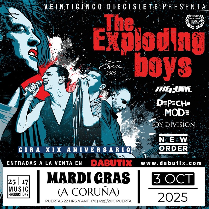 Obtener información y comprar entradas para THE EXPLODING BOYS (SINCE 2006): SALA MARDI GRAS (A CORUÑA)  en DABUTIX.