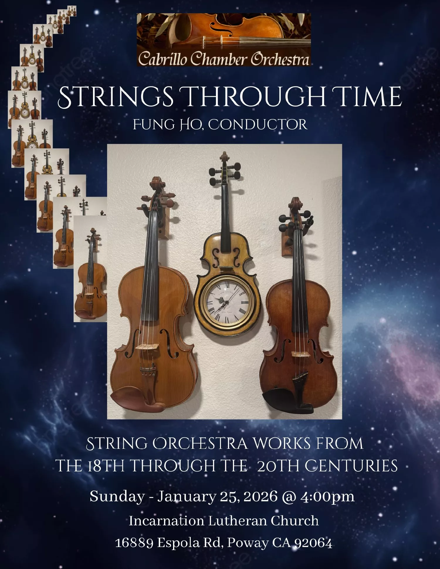 Get information & buy tickets toStrings Through Time  on Jan 25, 16:00 @Incarnation Lutheran Church | Cabrillo Chamber Orchestra