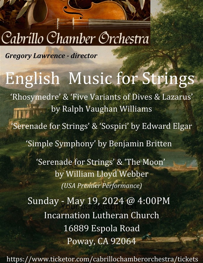 Get Information and buy tickets to English Music For Strings  on Cabrillo Chamber Orchestra
