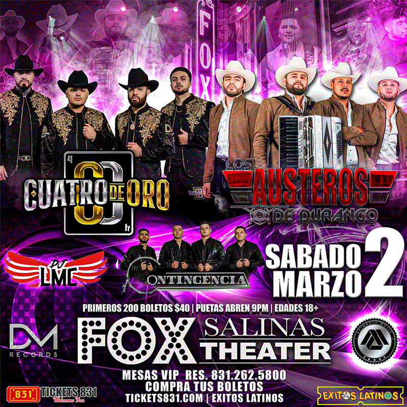 Get Information and buy tickets to Cuatro de Oro | Los Austeros de Durango  on tickets831