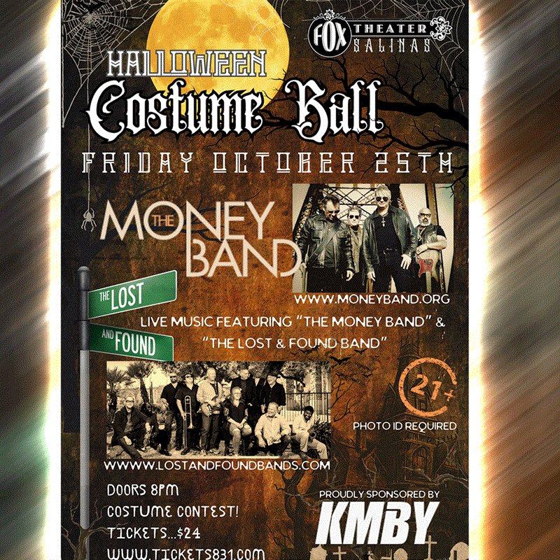 Get Information and buy tickets to Halloween Costume Ball The Money Band & The Lost & Found Band on tickets831