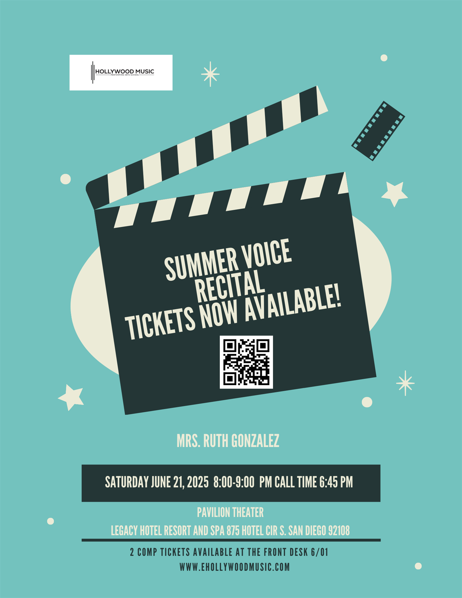 Voice Recital 8:00-9:00 pm Mrs. Ruth Gonzalez flyer