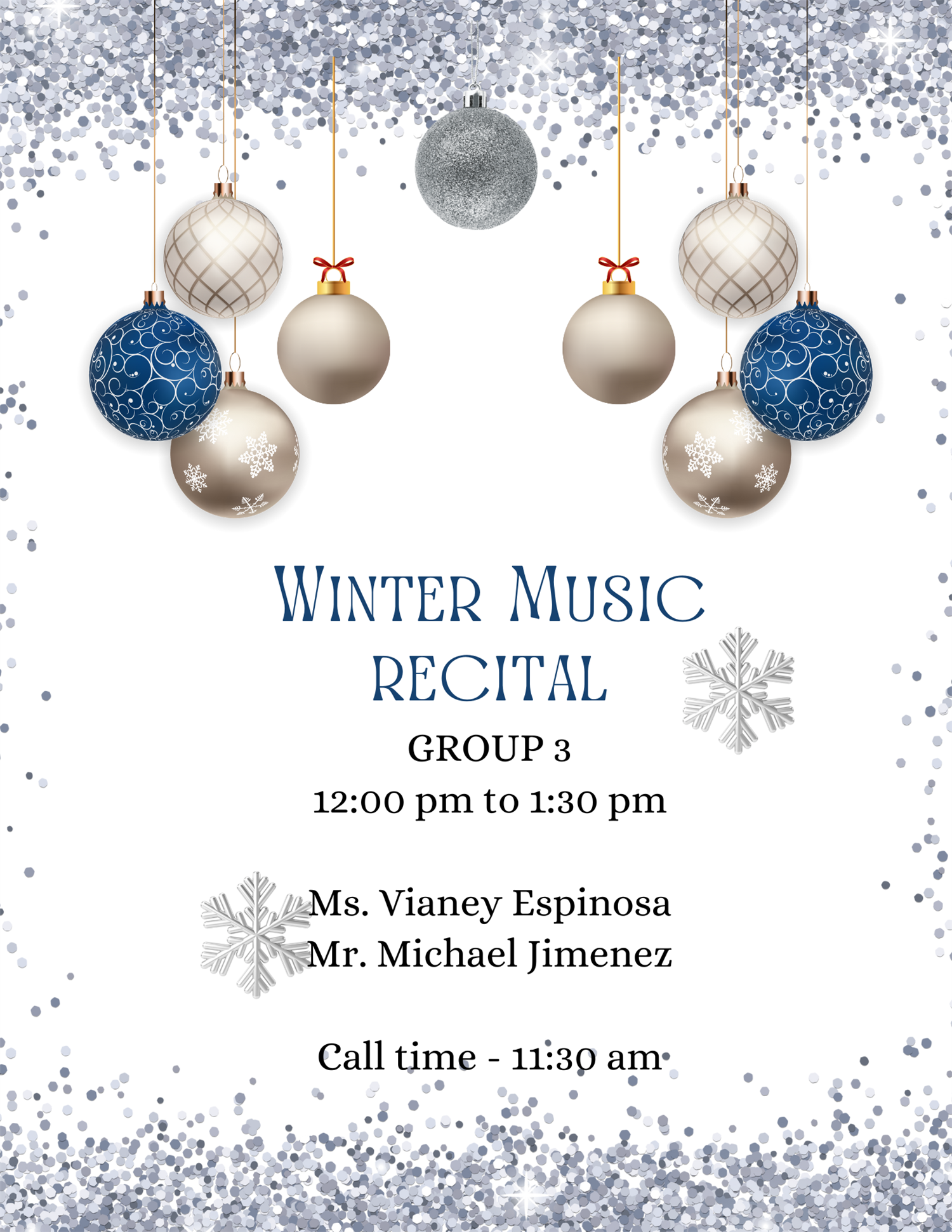 Group 3 Dec 6 Winter Music Recital 12:00 to 1:30 pm image