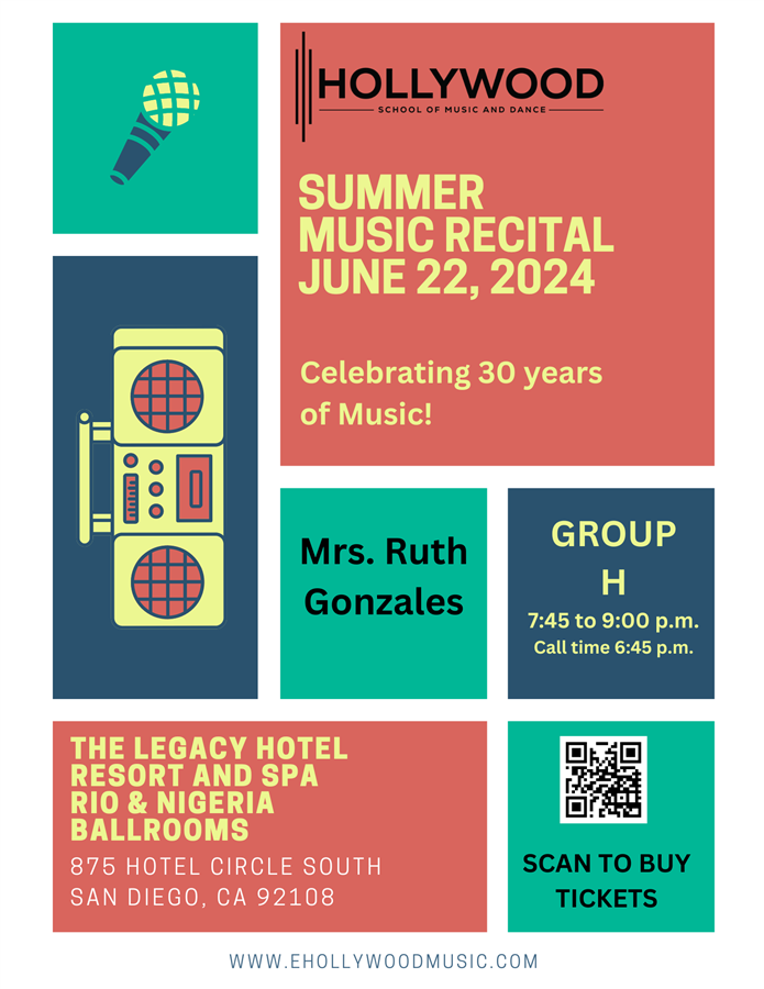 GROUP H 7:45 p.m. Summer Music Recital Mrs. Ruth Gonzalez