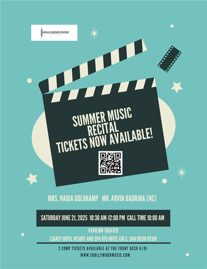 Get Information and buy tickets to Program 2   10:30 am to 12 pm Mrs. Nadia Goldkamp /Mr, Arvin Badrina (NC) on Hollywood Music