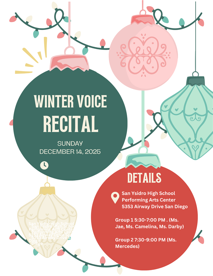Group 1 Dec 6 Winter Voice Recital  5:30 to 7:00 pm
