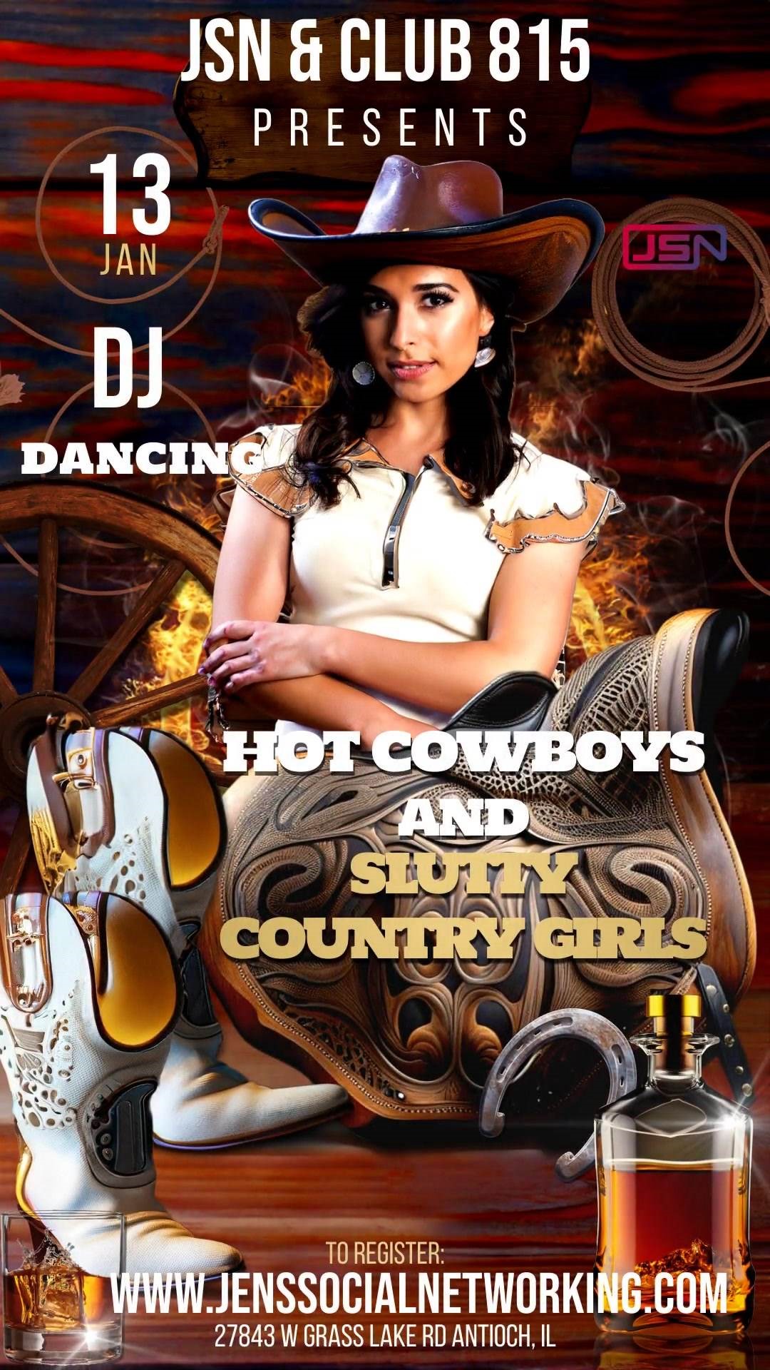 IL Bar Takeover M&G HOT Cowboys and Slutty Country Girls on Jan 13, 19:00@Port of Blarney - Buy tickets and Get information on Jen's Social Networking 