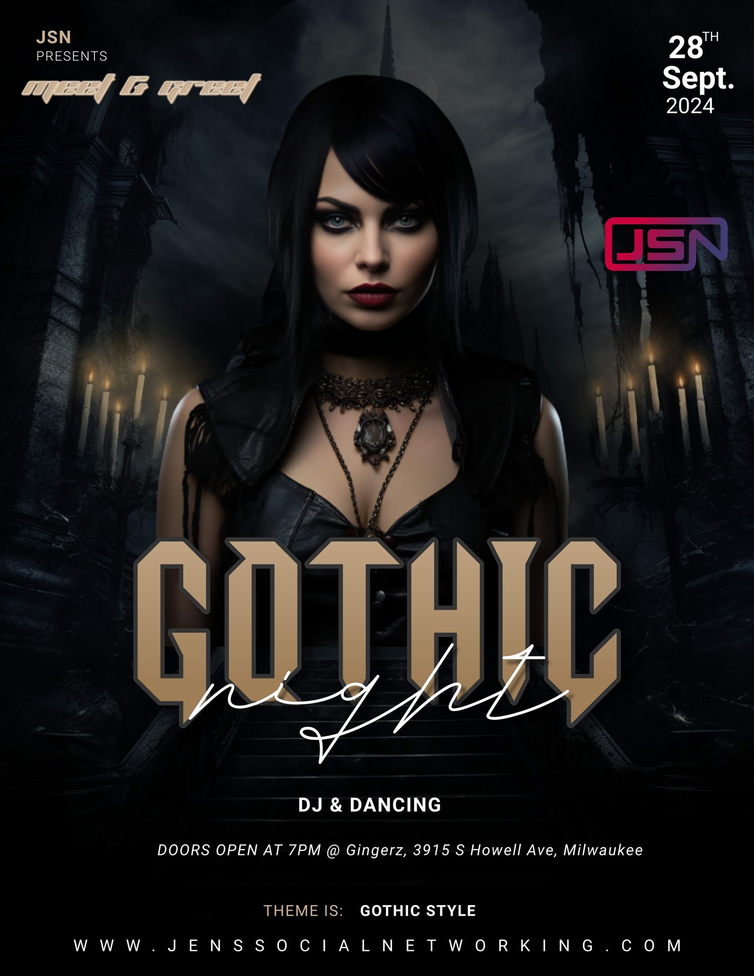 Gothic Night Bar Takeover M&G on Sep 28, 19:00@Gingerz Sports Pub and Grill - Buy tickets and Get information on Jen's Social Networking 