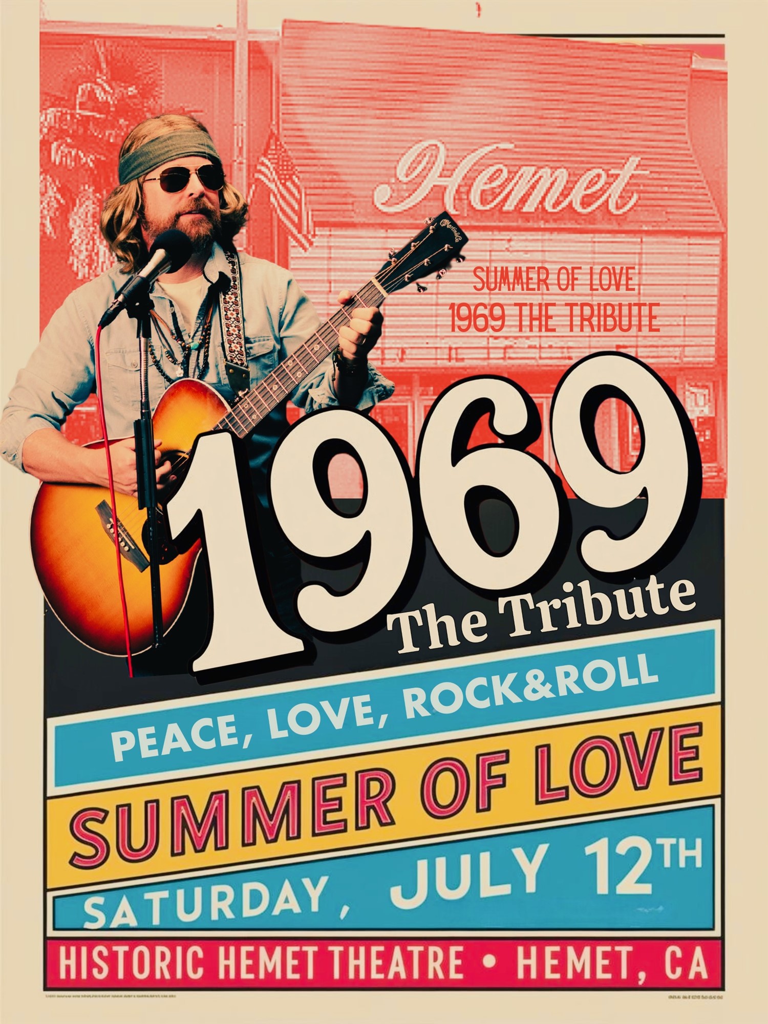 Get information, pick a seat & buy tickets to 1969 Tribute Peace, Love, Rock'n Roll on Jul 12, 19:00 @HEMET THEATRE 2025 | Hemet Theatre